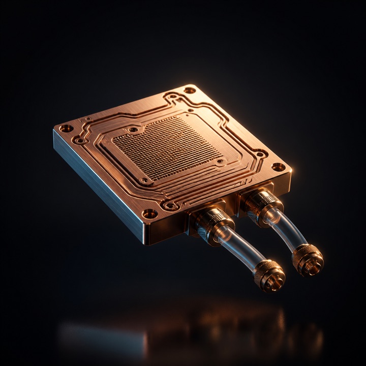 GPU direct-to-chip cold plate (copper microchannel)